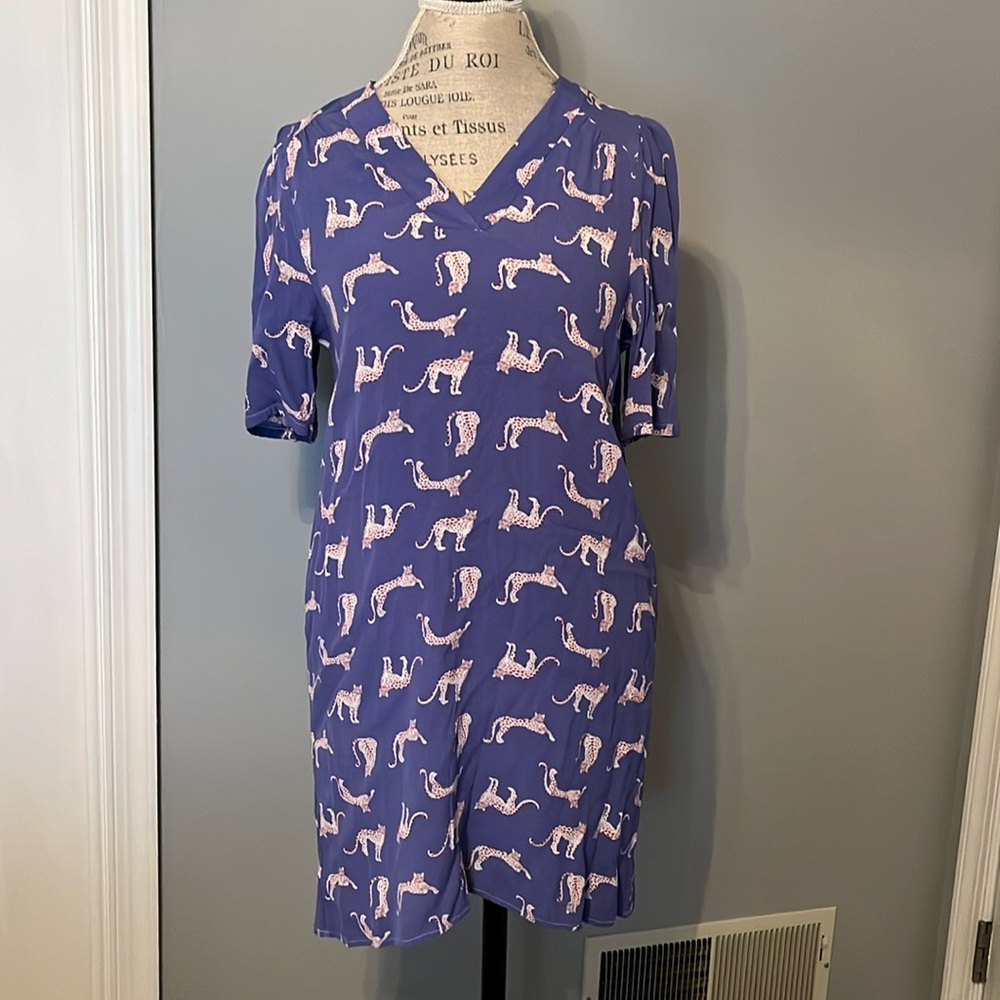 Michelle McDowell Cheetah V Neck Shift Dress